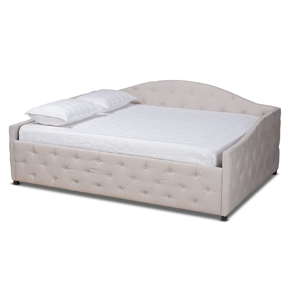 Becker Transitional Beige Fabric Upholstered Full Size Daybed