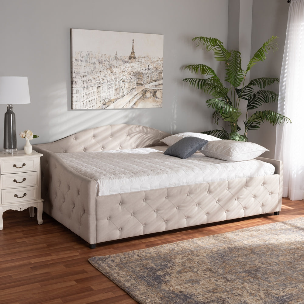 Becker Transitional Beige Fabric Upholstered Full Size Daybed