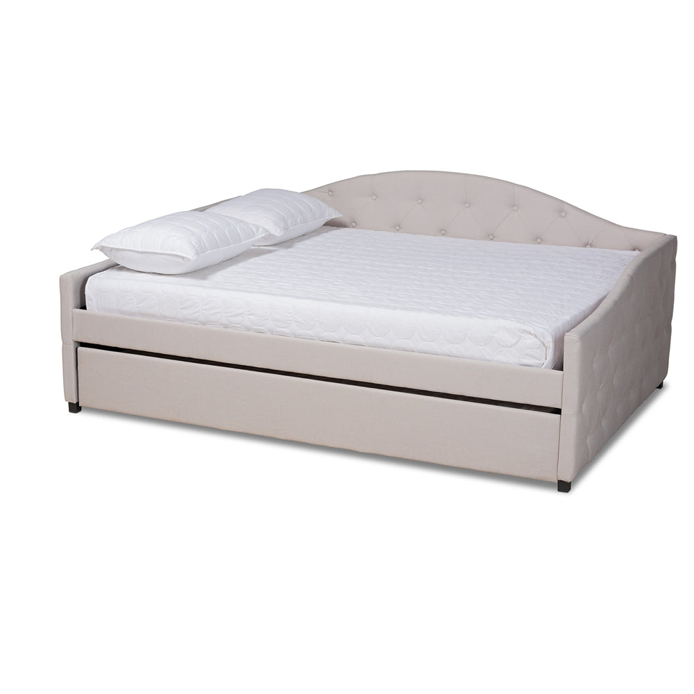 Becker Transitional Beige Fabric Upholstered Full Size Daybed