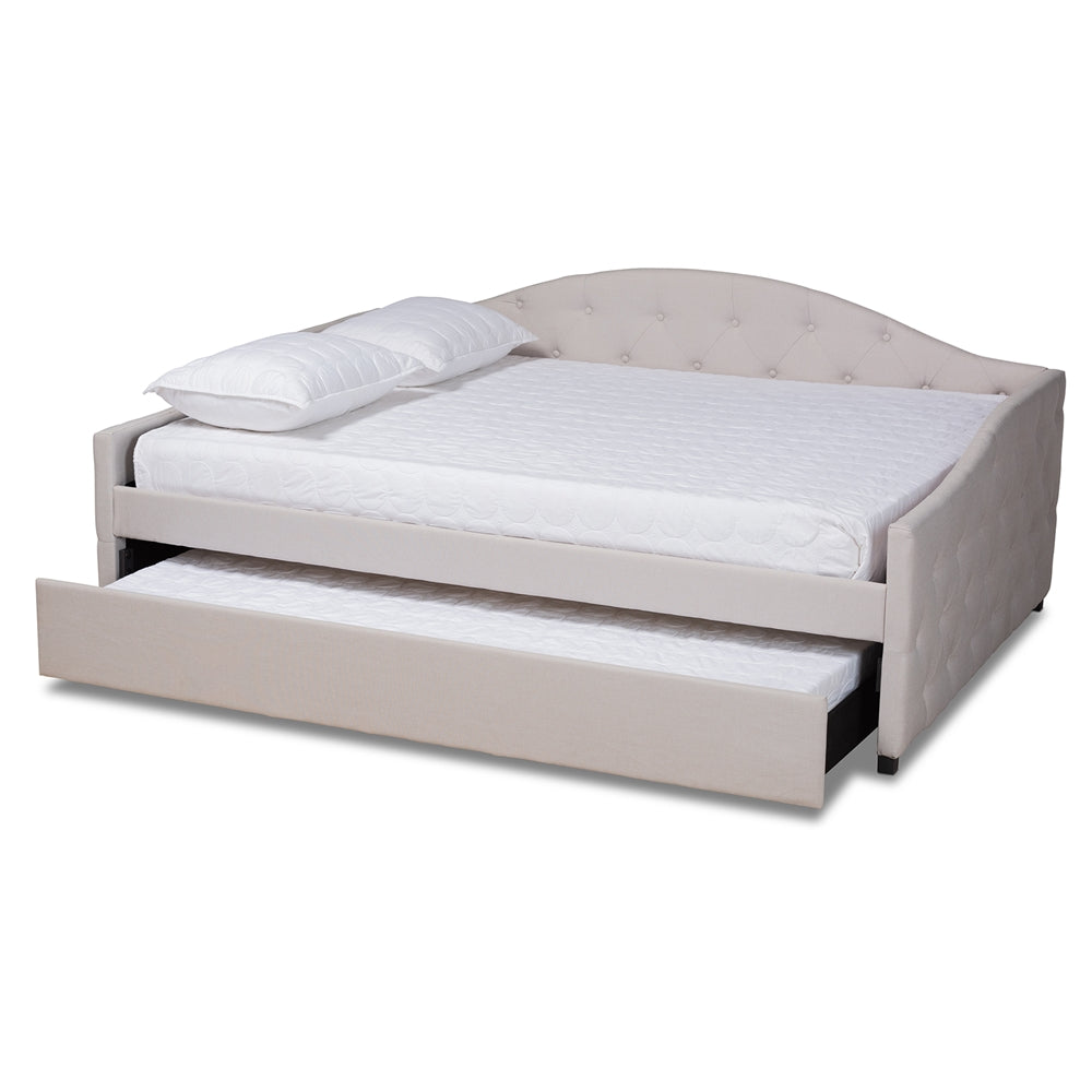 Becker Transitional Beige Fabric Upholstered Full Size Daybed