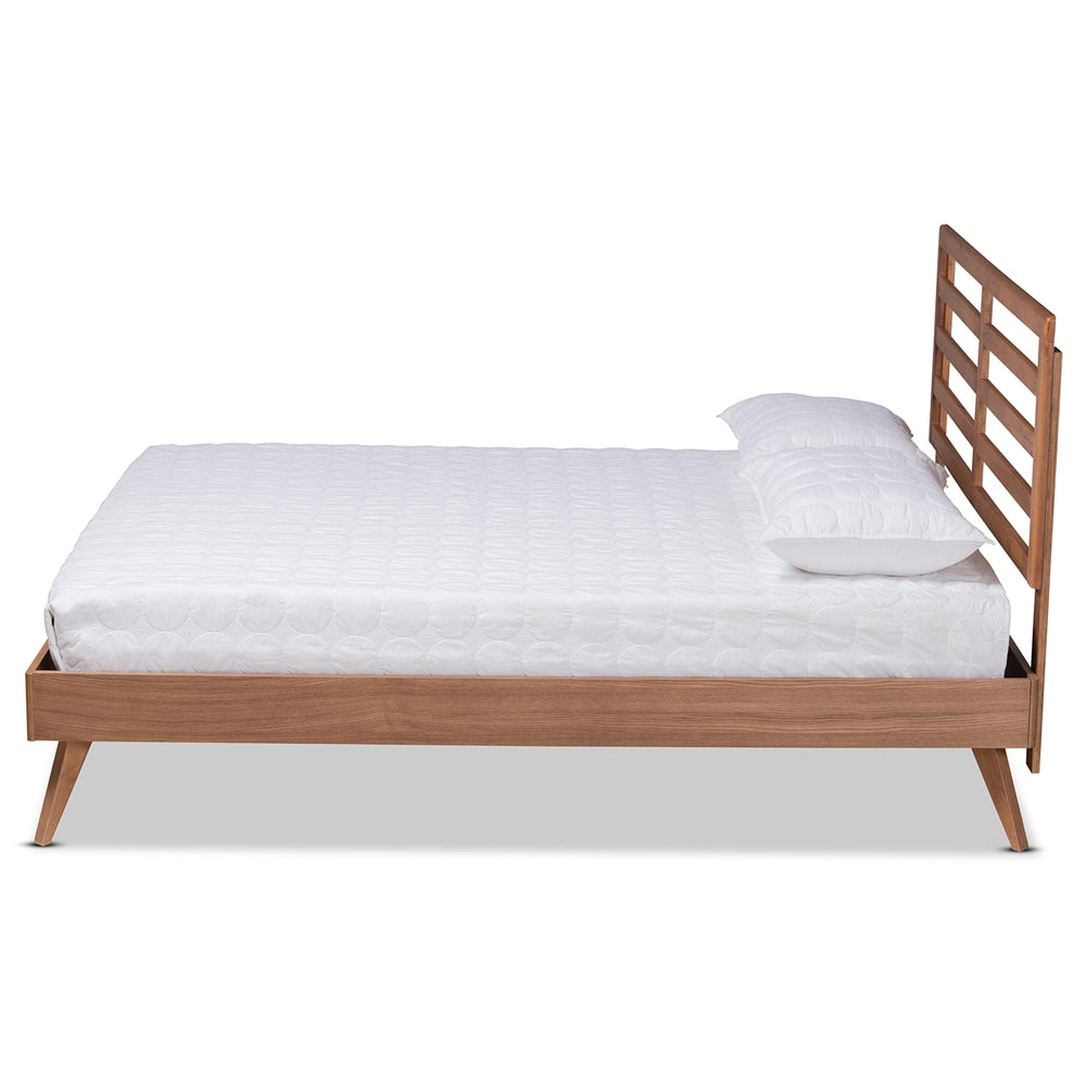 Shiro Mid-Century Modern Ash Walnut Finished Wood Full Size Platform Bed