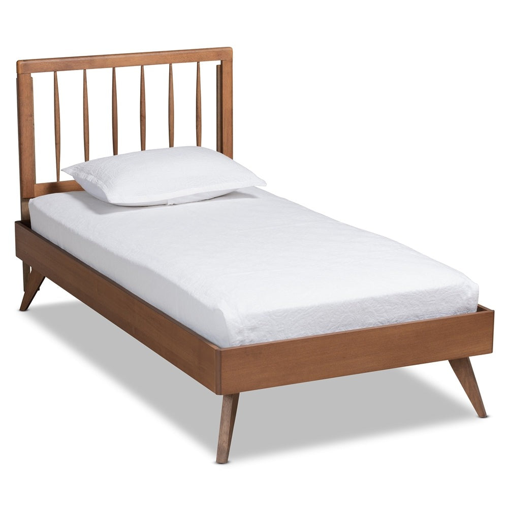 Toru Mid-Century Modern Ash Walnut Finished Wood Twin Size Platform Bed