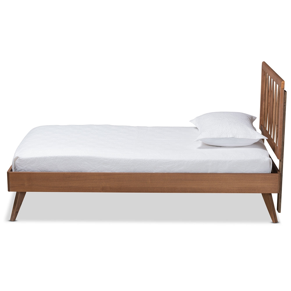 Toru Mid-Century Modern Ash Walnut Finished Wood Twin Size Platform Bed