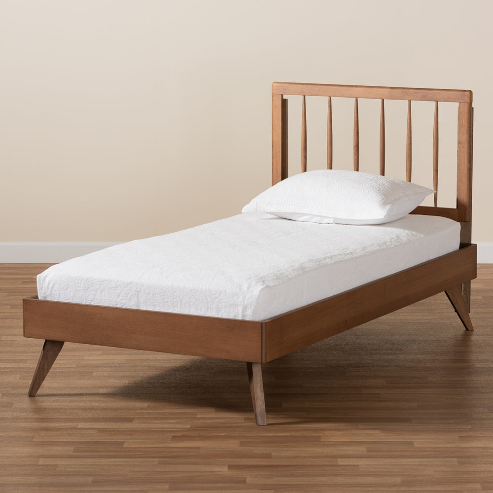 Toru Mid-Century Modern Ash Walnut Finished Wood Twin Size Platform Bed