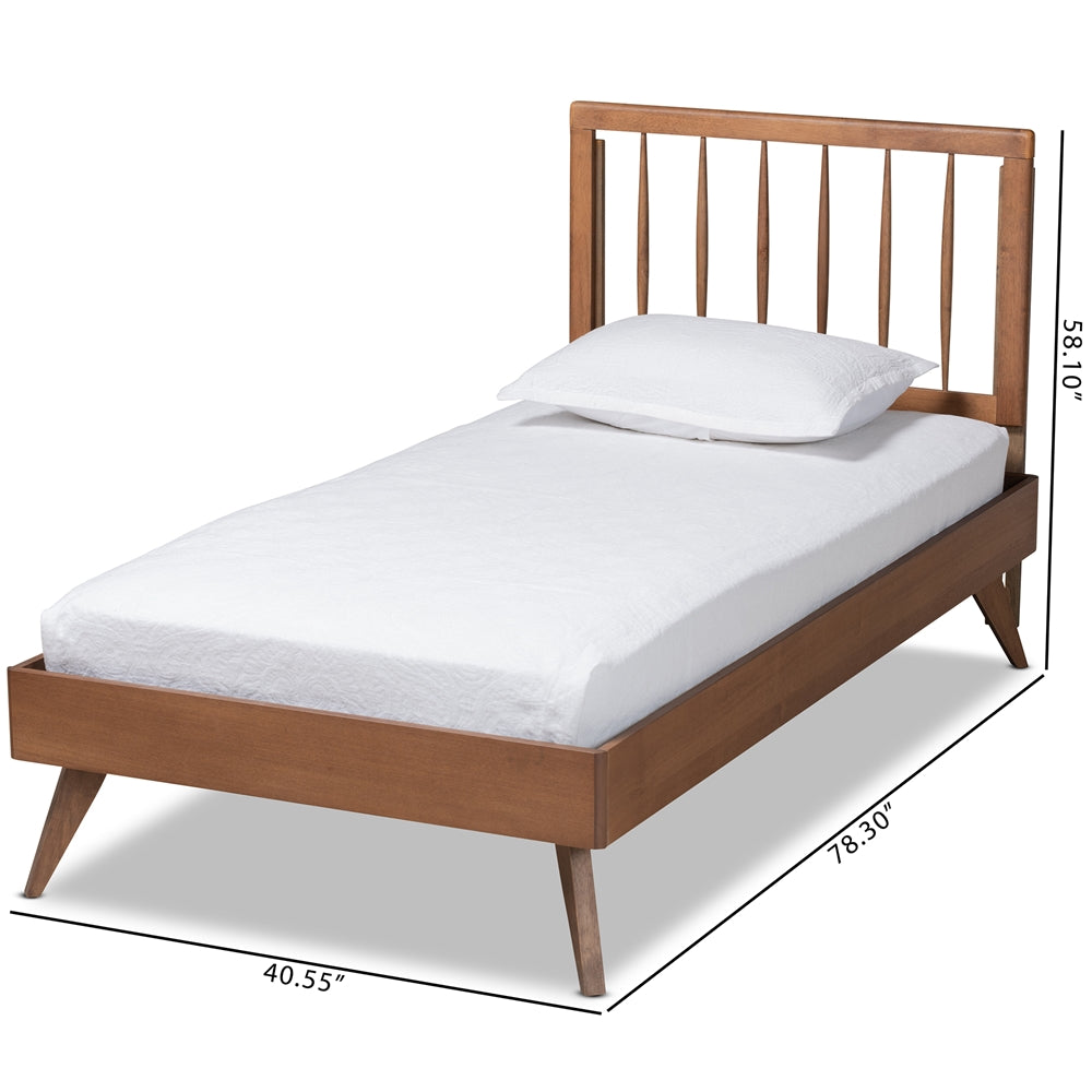 Toru Mid-Century Modern Ash Walnut Finished Wood Twin Size Platform Bed