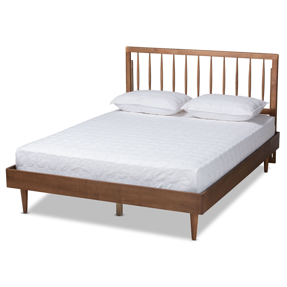 Sora Mid-Century Modern Ash Walnut Finished Wood Full Size Platform Bed