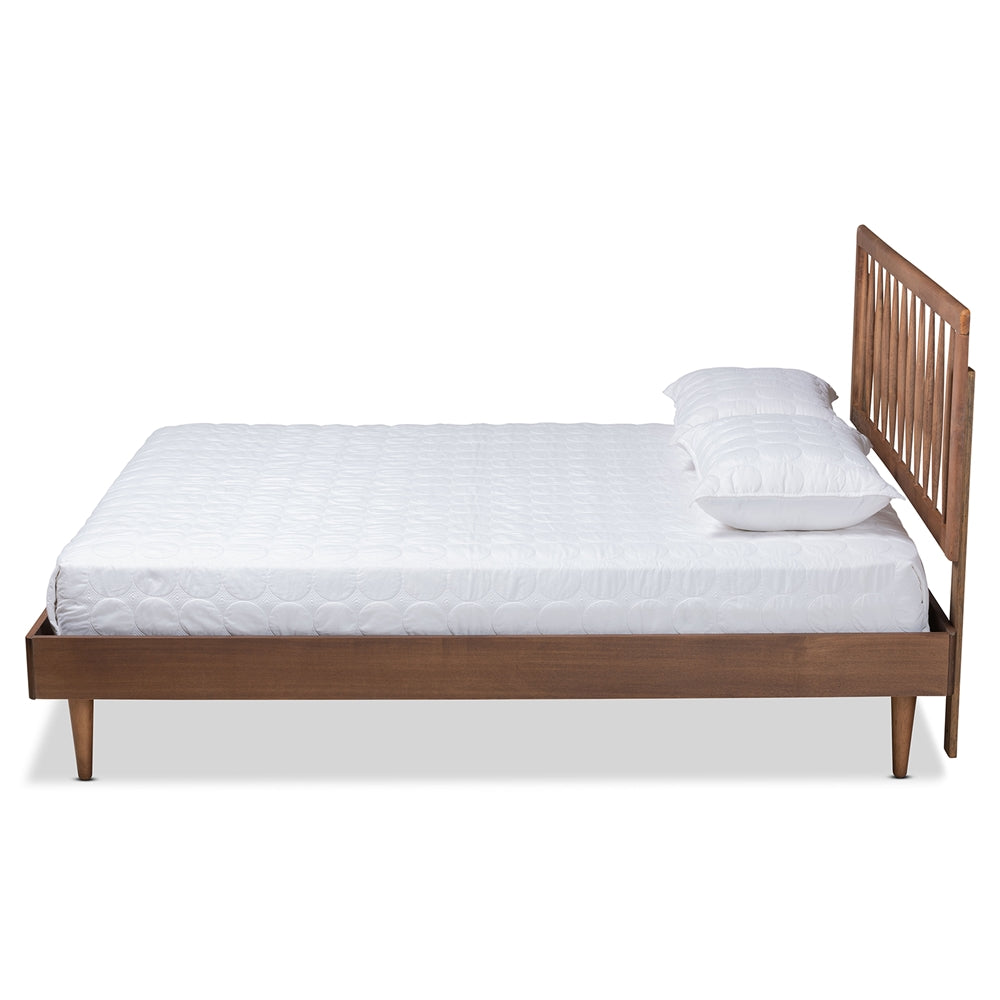 Sora Mid-Century Modern Ash Walnut Finished Wood Full Size Platform Bed