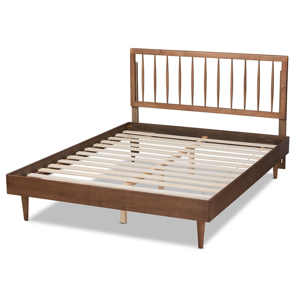 Sora Mid-Century Modern Ash Walnut Finished Wood Full Size Platform Bed