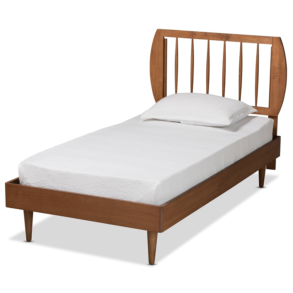 Chiyo Walnut Brown Finished Wood Twin Size Platform Bed