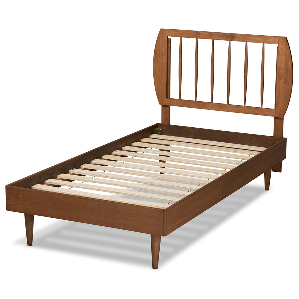 Chiyo Walnut Brown Finished Wood Twin Size Platform Bed