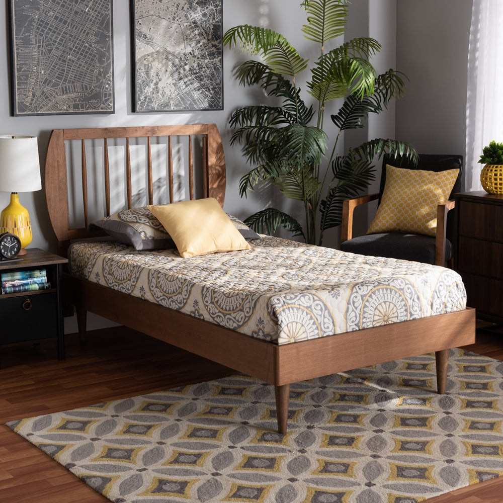 Chiyo Walnut Brown Finished Wood Twin Size Platform Bed