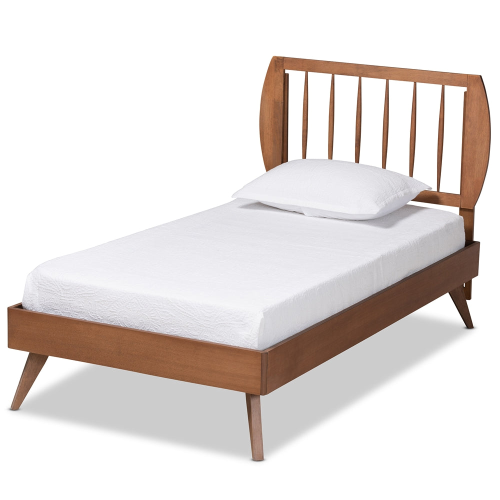 Emiko Walnut Brown Finished Wood Twin Size Platform Bed