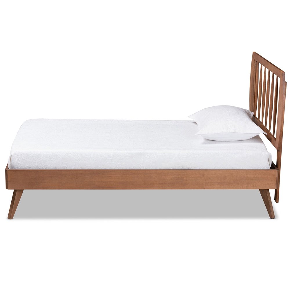 Emiko Walnut Brown Finished Wood Twin Size Platform Bed