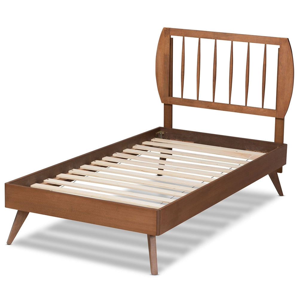 Emiko Walnut Brown Finished Wood Twin Size Platform Bed