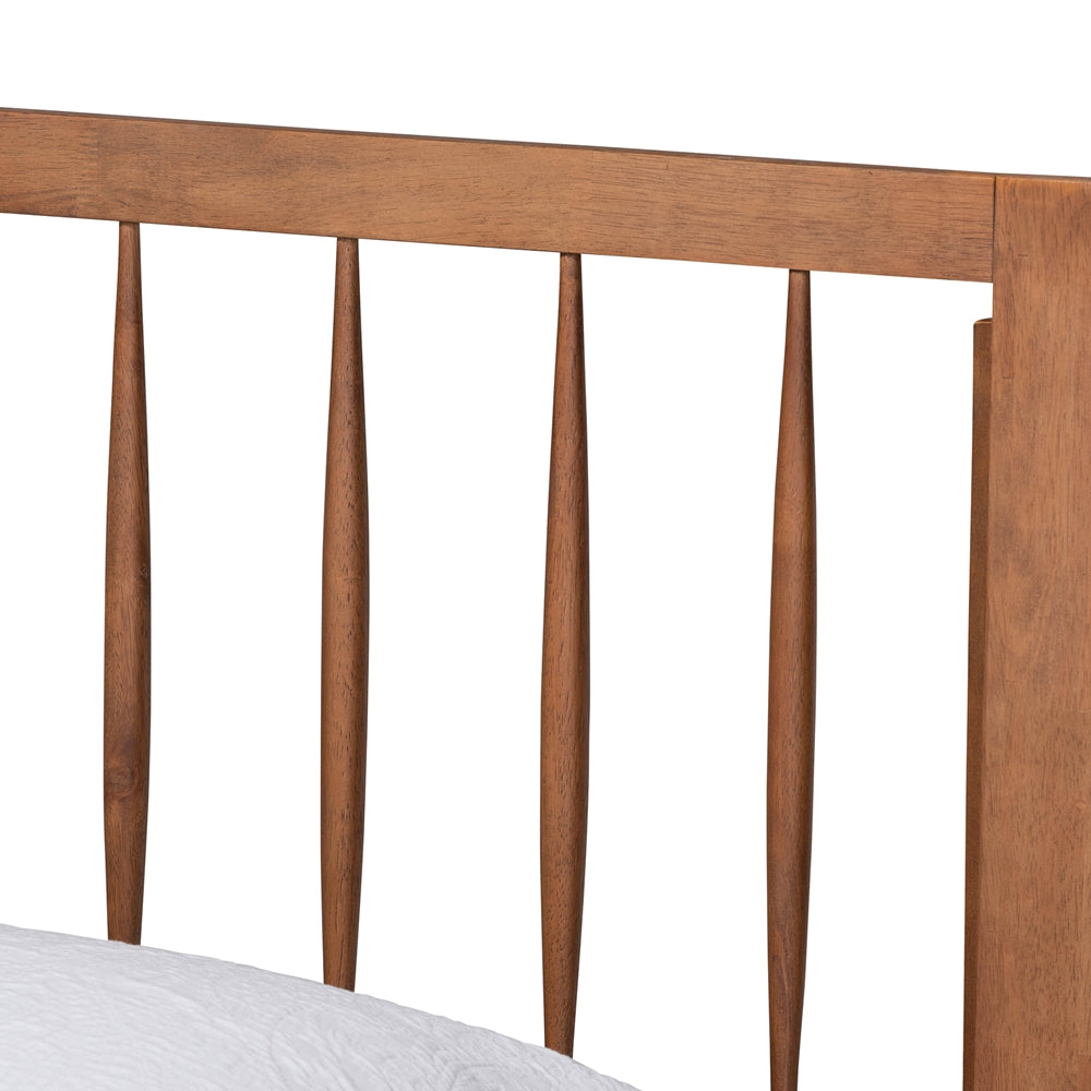 Emiko Walnut Brown Finished Wood Twin Size Platform Bed