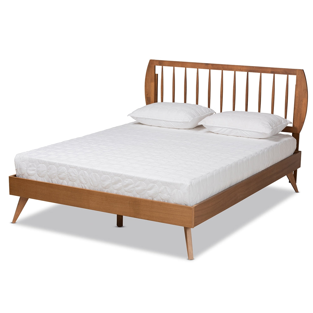 Emiko Modern Walnut Brown Finished Wood Full Size Platform Bed