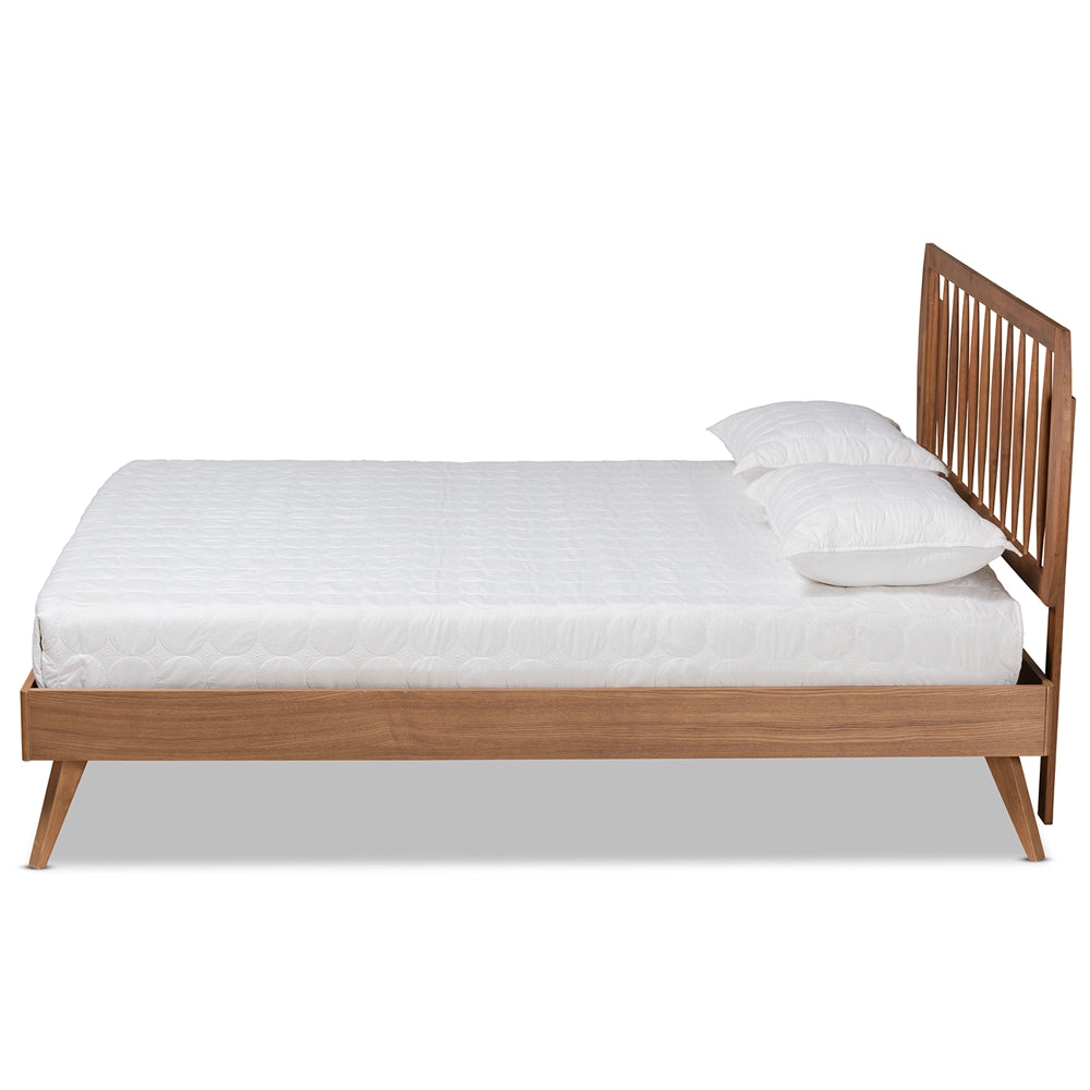 Emiko Modern Walnut Brown Finished Wood Full Size Platform Bed