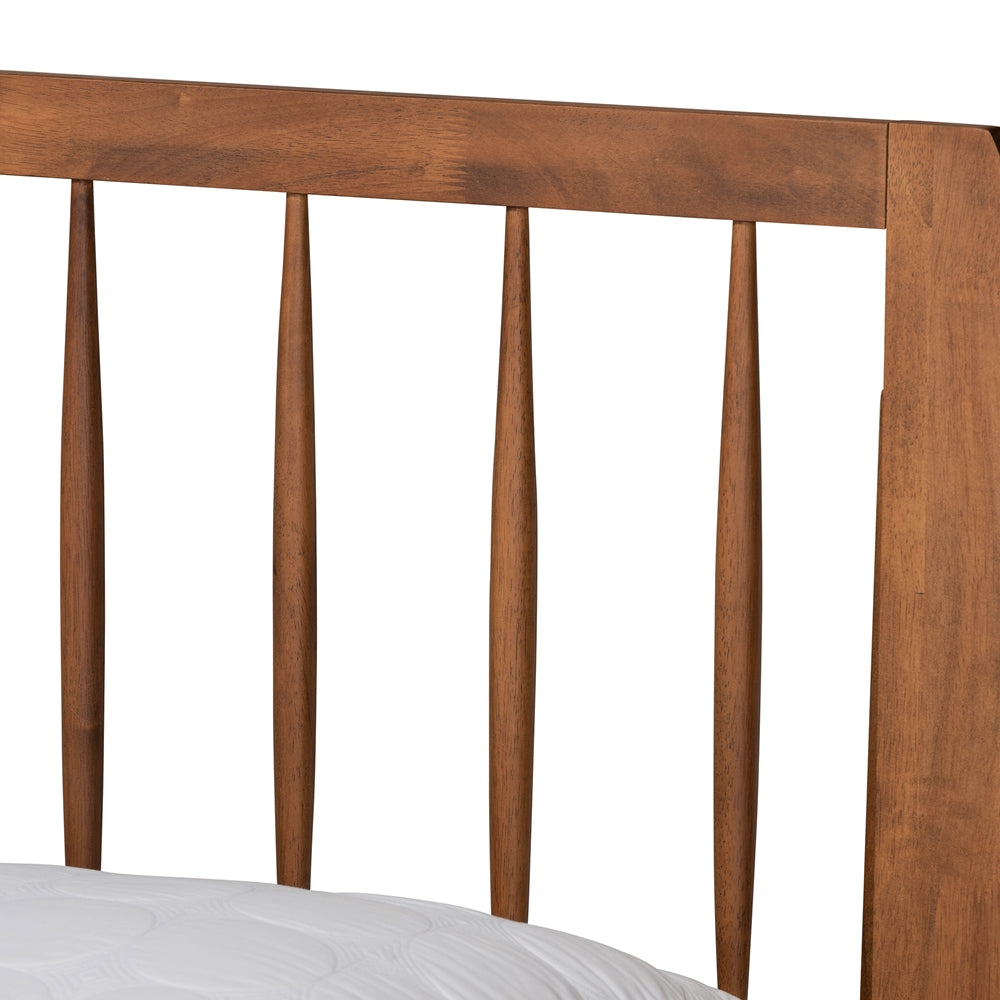 Emiko Walnut Brown Finished Wood King Size Platform Bed