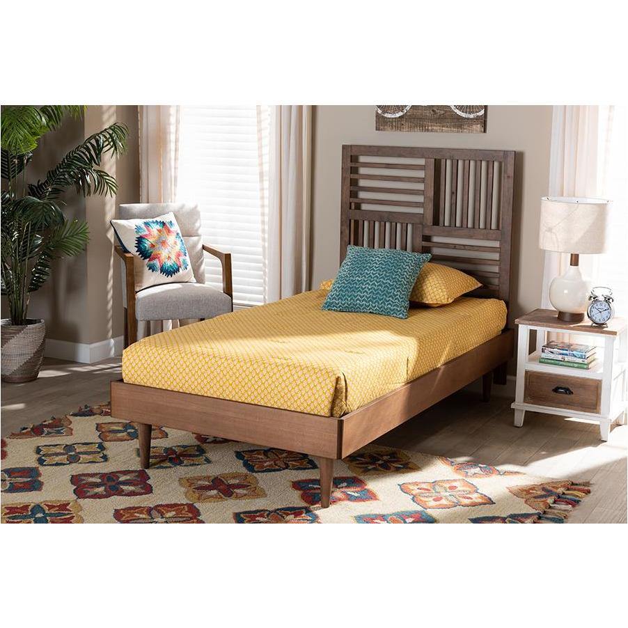Romy Walnut Brown Finished Wood Twin Size Platform Bed