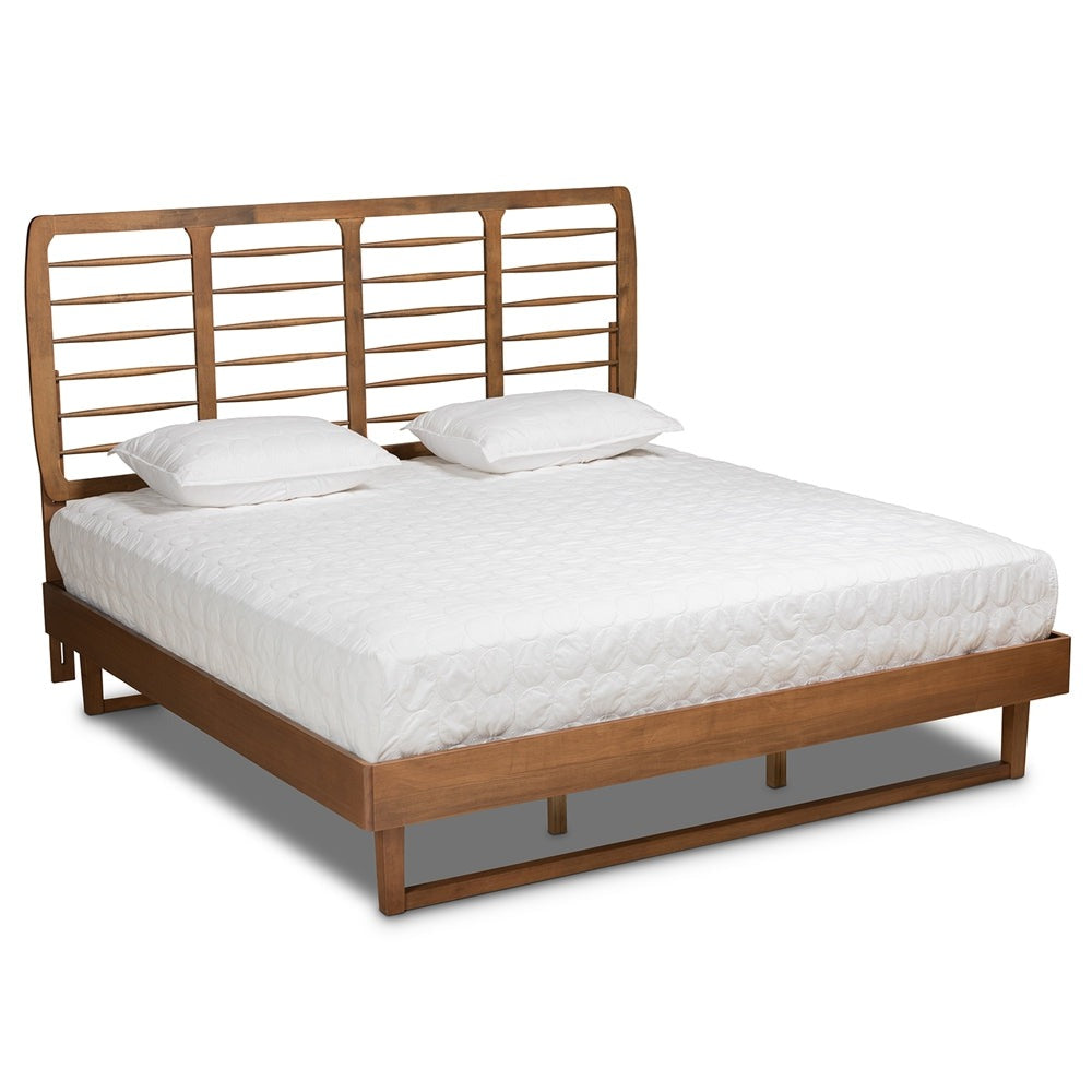 Lucie Walnut Brown Finished Wood King Size Platform Bed