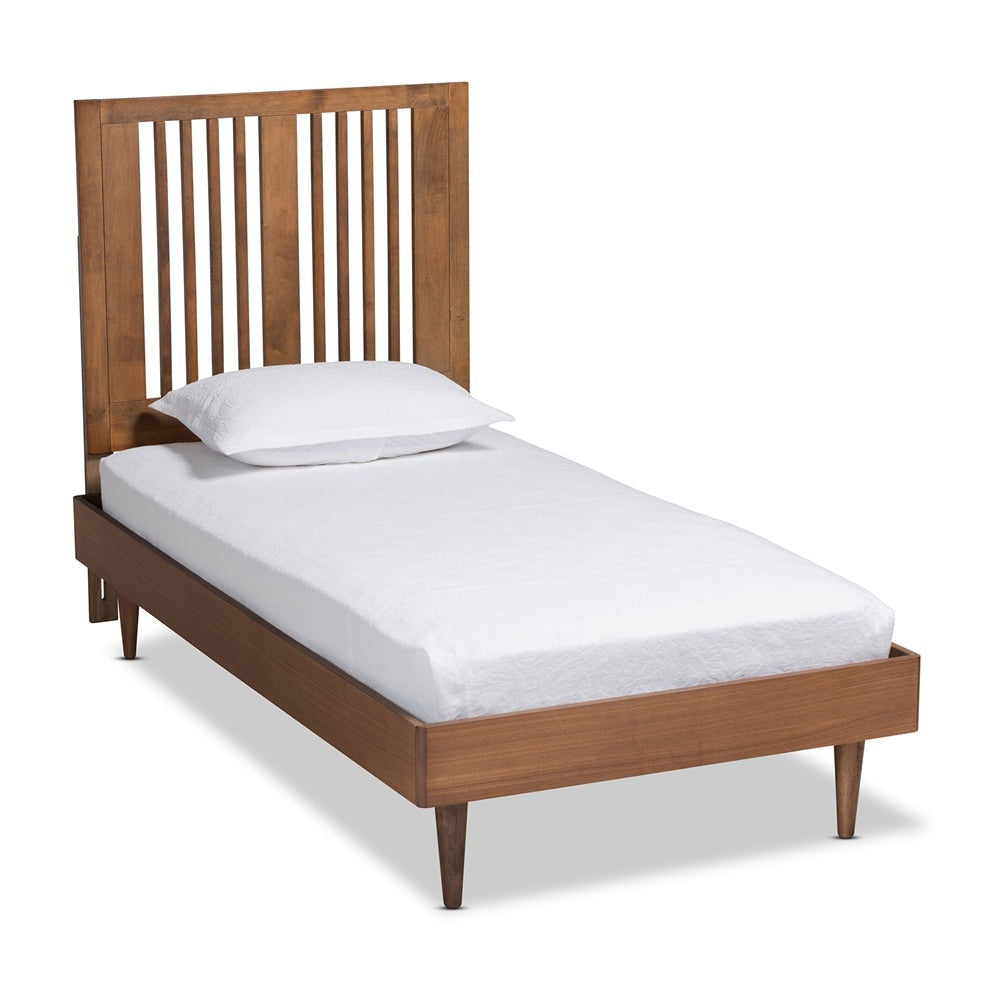 Kioshi Ash Walnut Finished Wood Twin Size Platform Bed