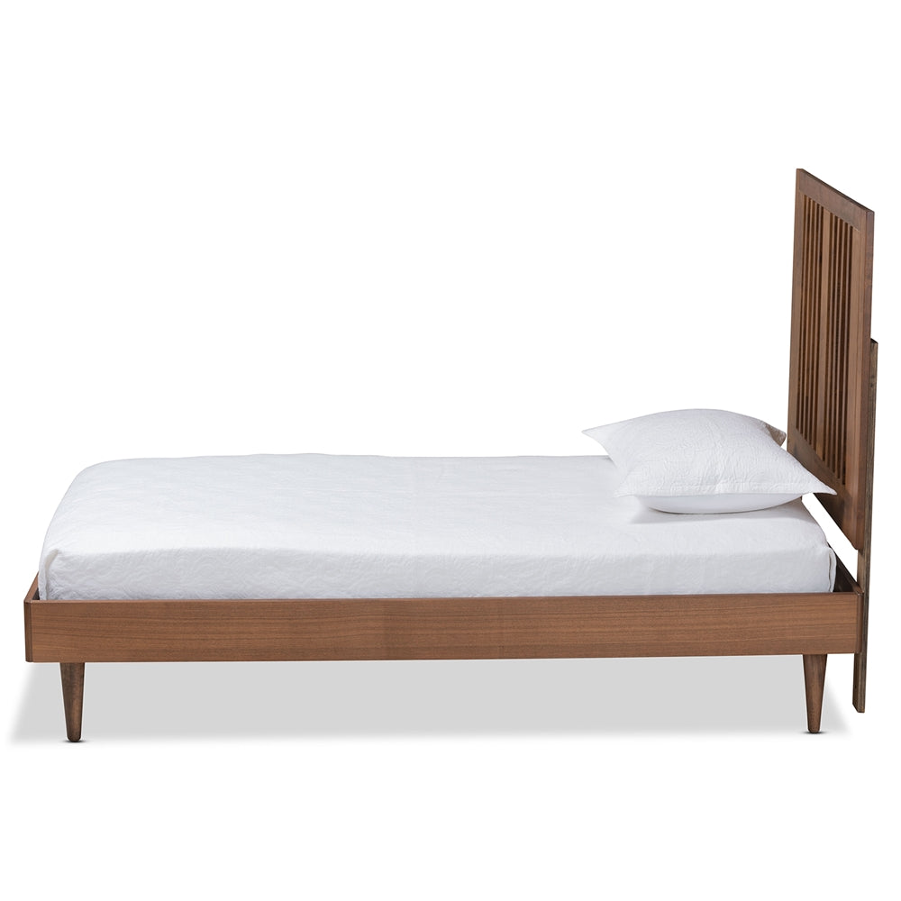 Kioshi Ash Walnut Finished Wood Twin Size Platform Bed