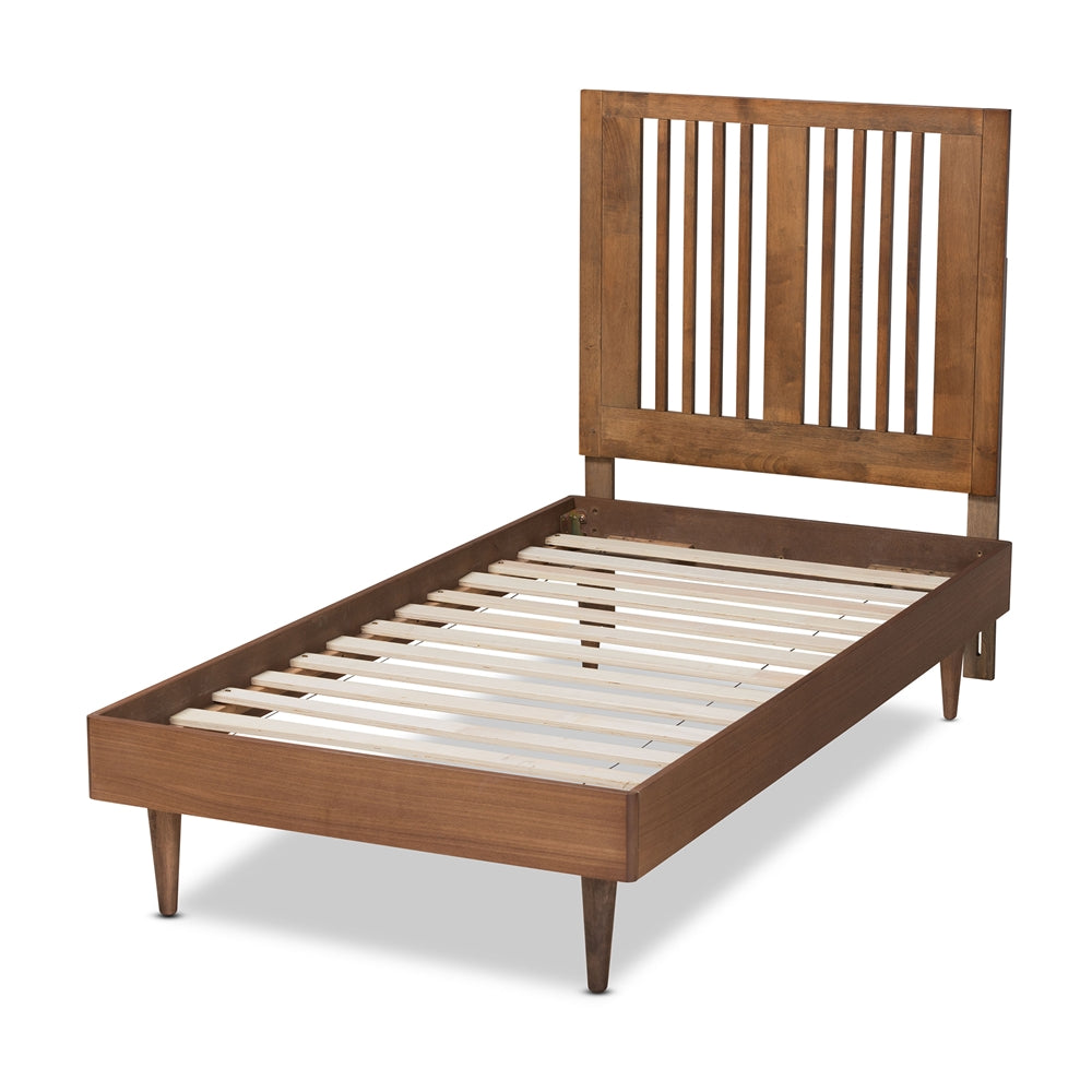 Kioshi Ash Walnut Finished Wood Twin Size Platform Bed