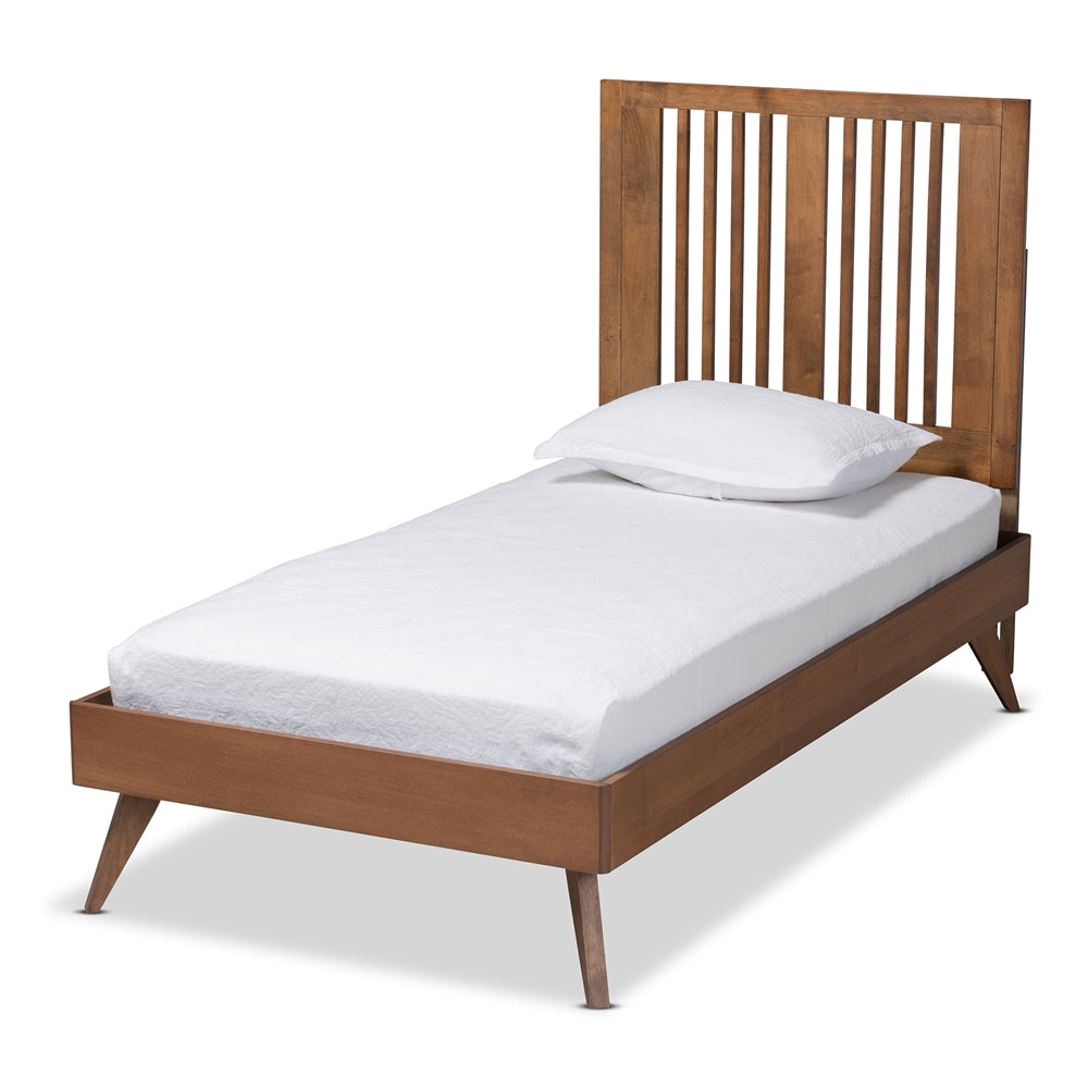 Takeo Ash Walnut Finished Wood Twin Size Platform Bed