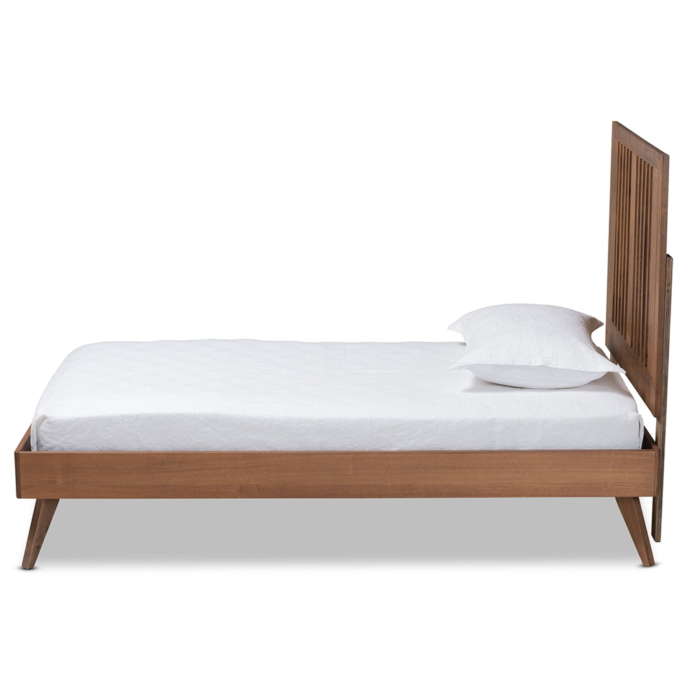 Takeo Ash Walnut Finished Wood Twin Size Platform Bed