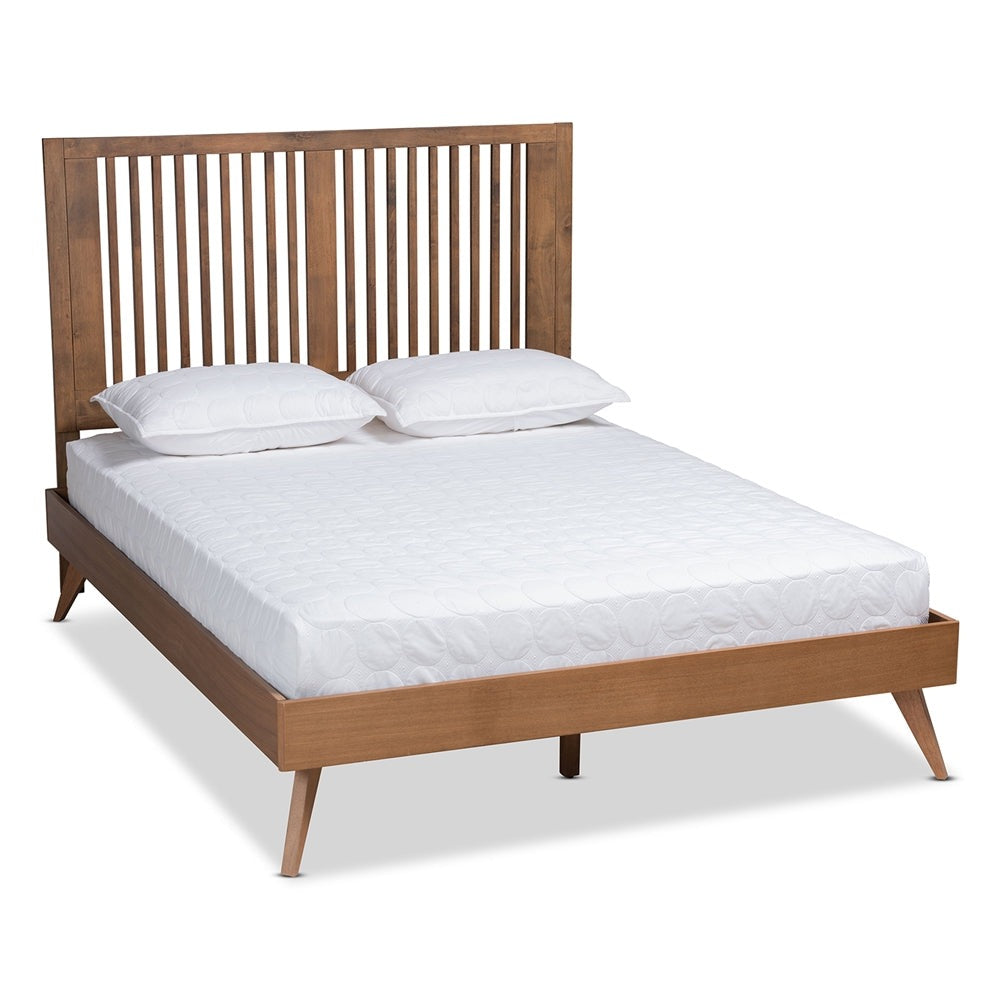 Takeo Ash Walnut Finished Wood Queen Size Platform Bed