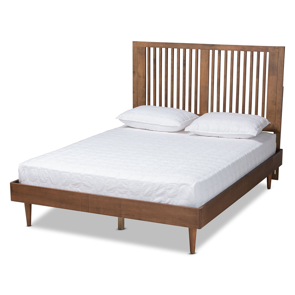 Kioshi Ash Walnut Finished Wood Full Size Platform Bed