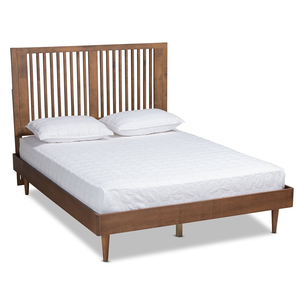 Kioshi Ash Walnut Finished Wood Queen Size Platform Bed