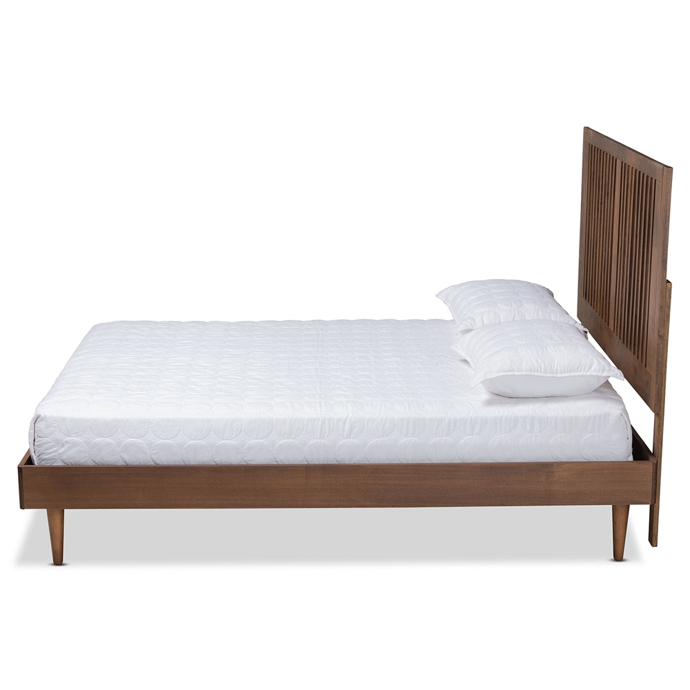 Kioshi Ash Walnut Finished Wood King Size Platform Bed