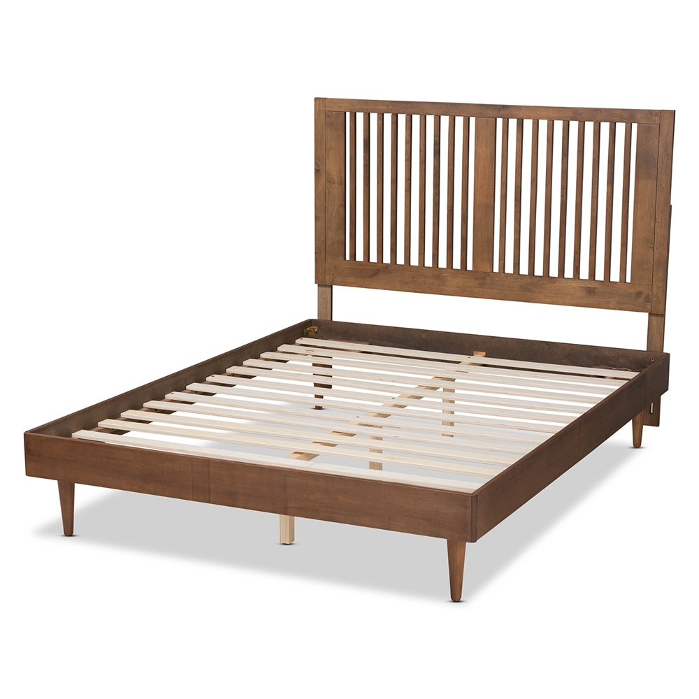 Kioshi Ash Walnut Finished Wood Queen Size Platform Bed