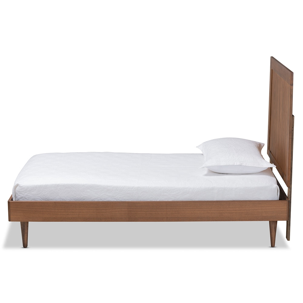 Nicola Ash Walnut Finished Wood Twin Size Platform Bed