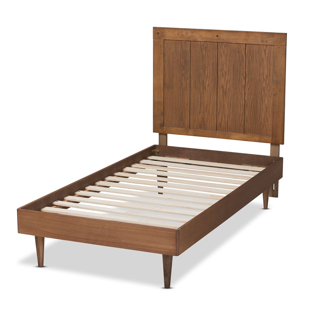 Nicola Ash Walnut Finished Wood Twin Size Platform Bed