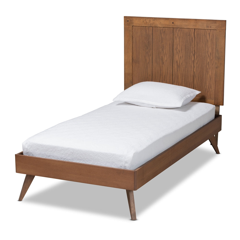 Amira Ash Walnut Finished Wood Twin Size Platform Bed