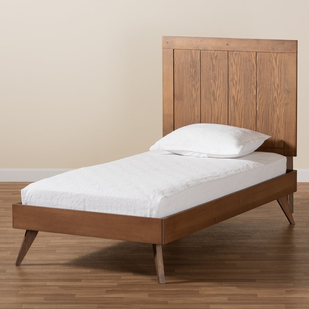 Amira Ash Walnut Finished Wood Twin Size Platform Bed