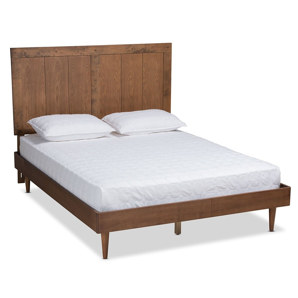 Nicola Ash Walnut Finished Wood Queen Size Platform Bed