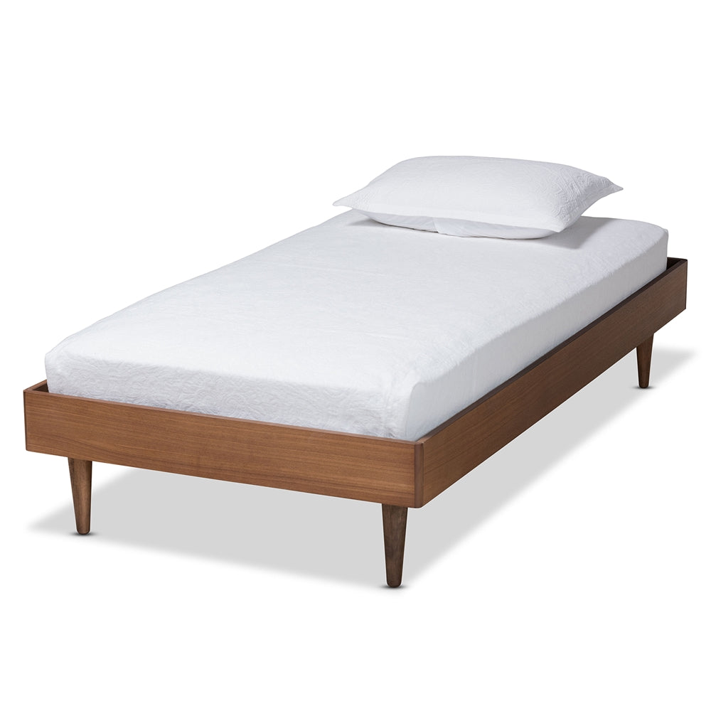 Rina Ash Walnut Finished Wood Twin Size Platform Bed Frame