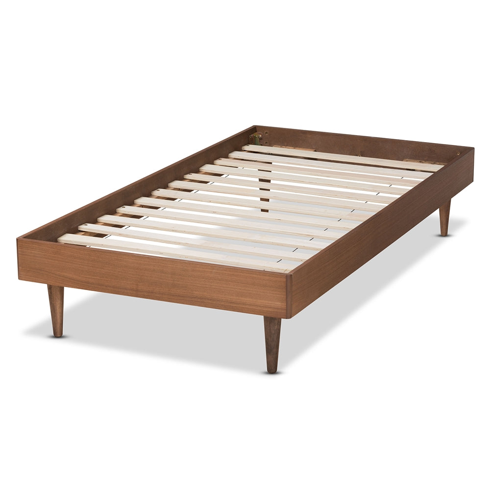 Rina Ash Walnut Finished Wood Twin Size Platform Bed Frame