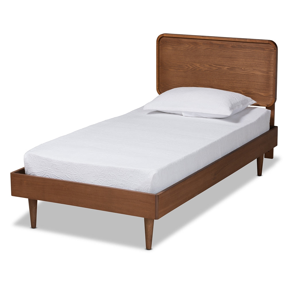 Gisa Walnut Brown Finished Wood Twin Size Platform Bed