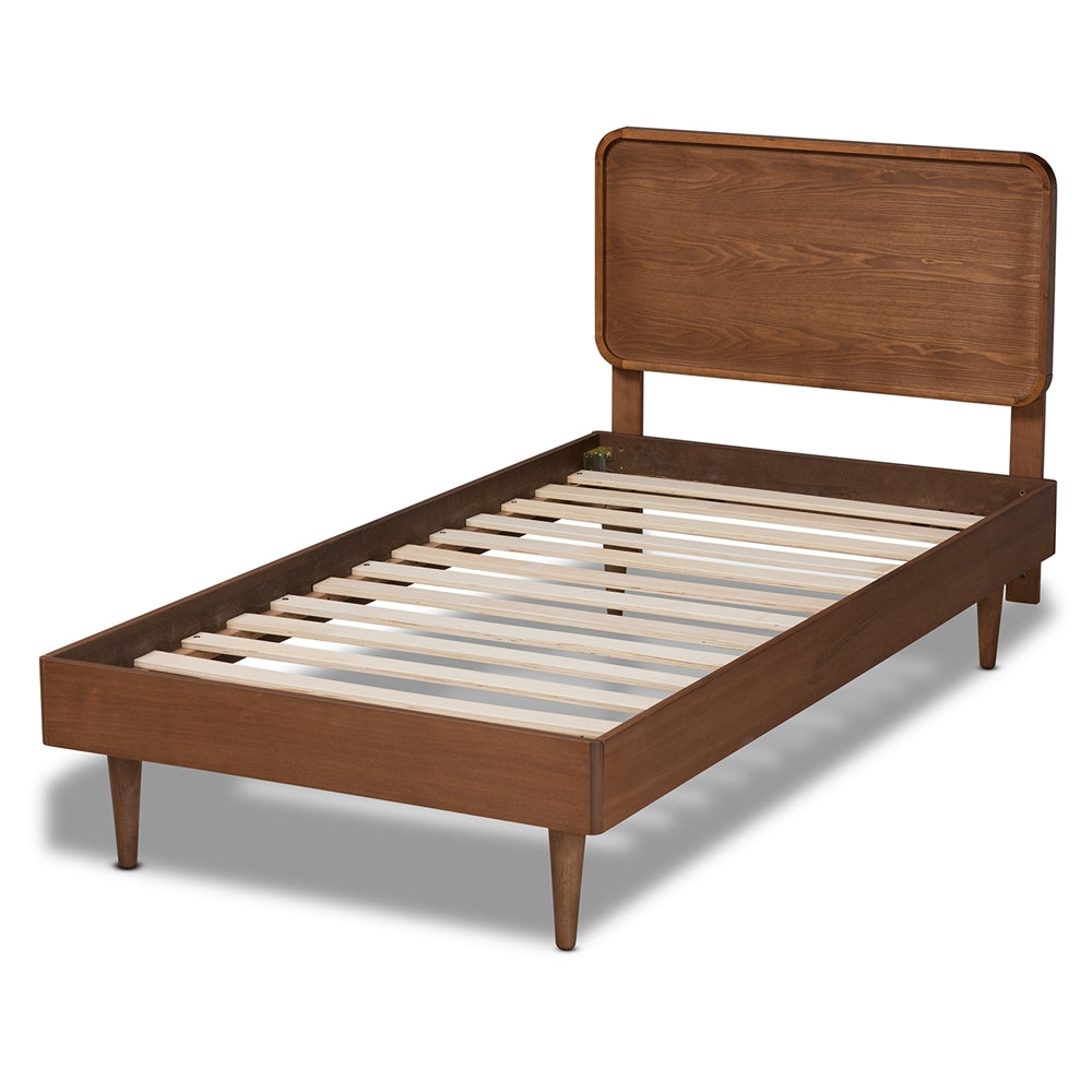 Gisa Walnut Brown Finished Wood Twin Size Platform Bed