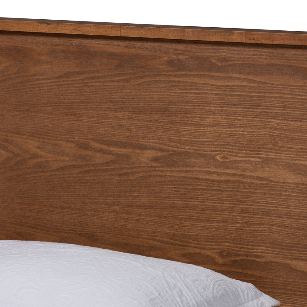 Gisa Walnut Brown Finished Wood Twin Size Platform Bed