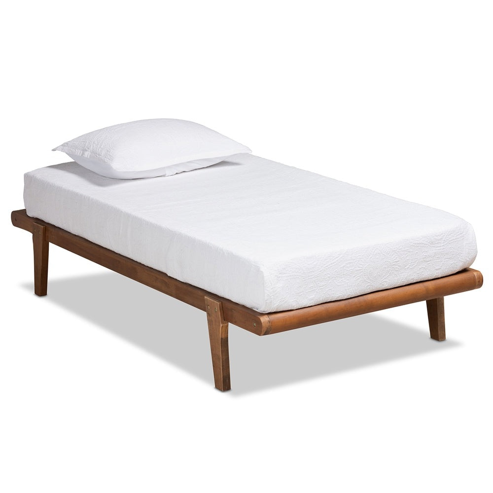 Kaia Walnut Brown Finished Wood Twin Size Platform Bed Frame