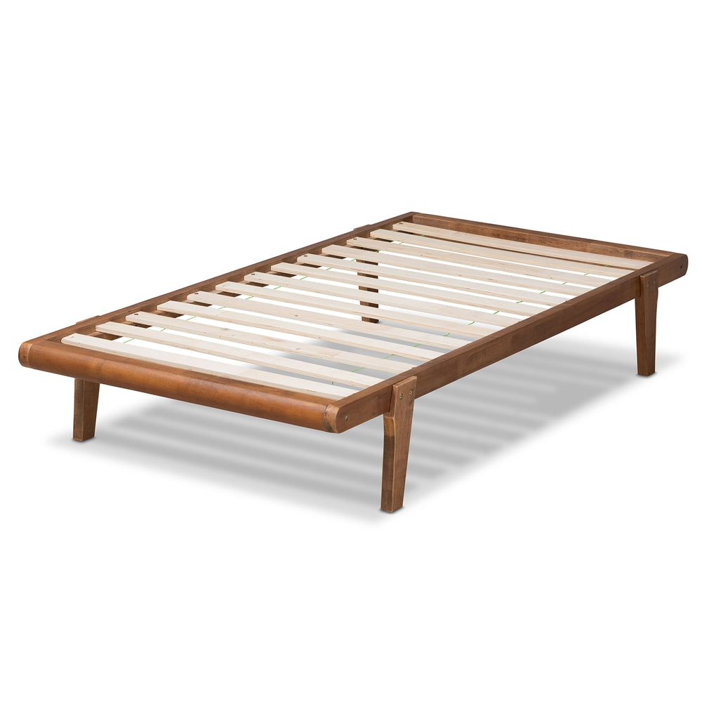 Kaia Walnut Brown Finished Wood Twin Size Platform Bed Frame