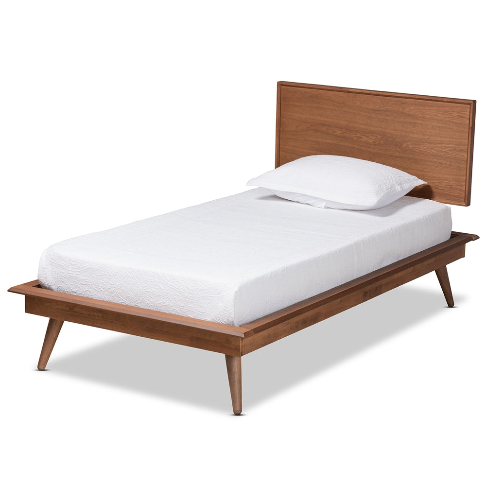 Karine Modern Walnut Brown Finished Wood Twin Size Platform Bed