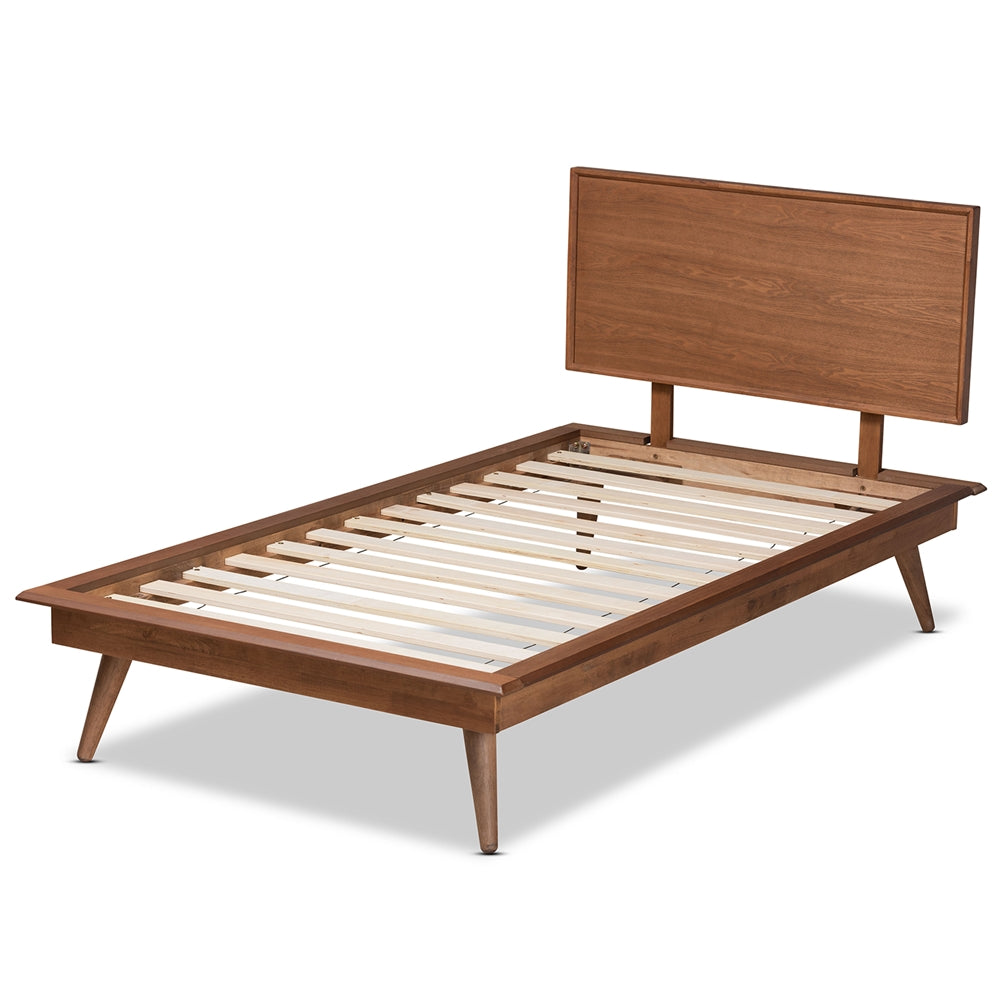 Karine Modern Walnut Brown Finished Wood Twin Size Platform Bed