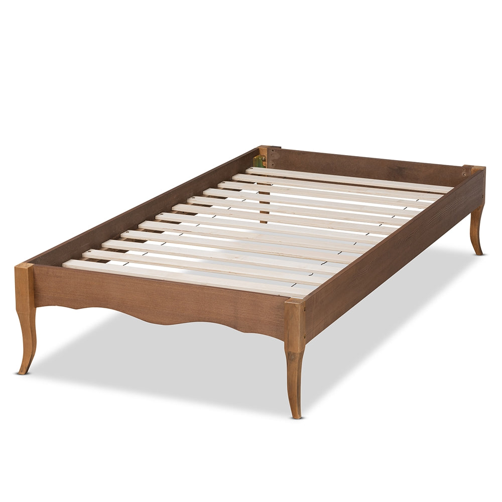 Marieke Vintage French-Inspired Ash Walnut Wood Twin Bed Frame