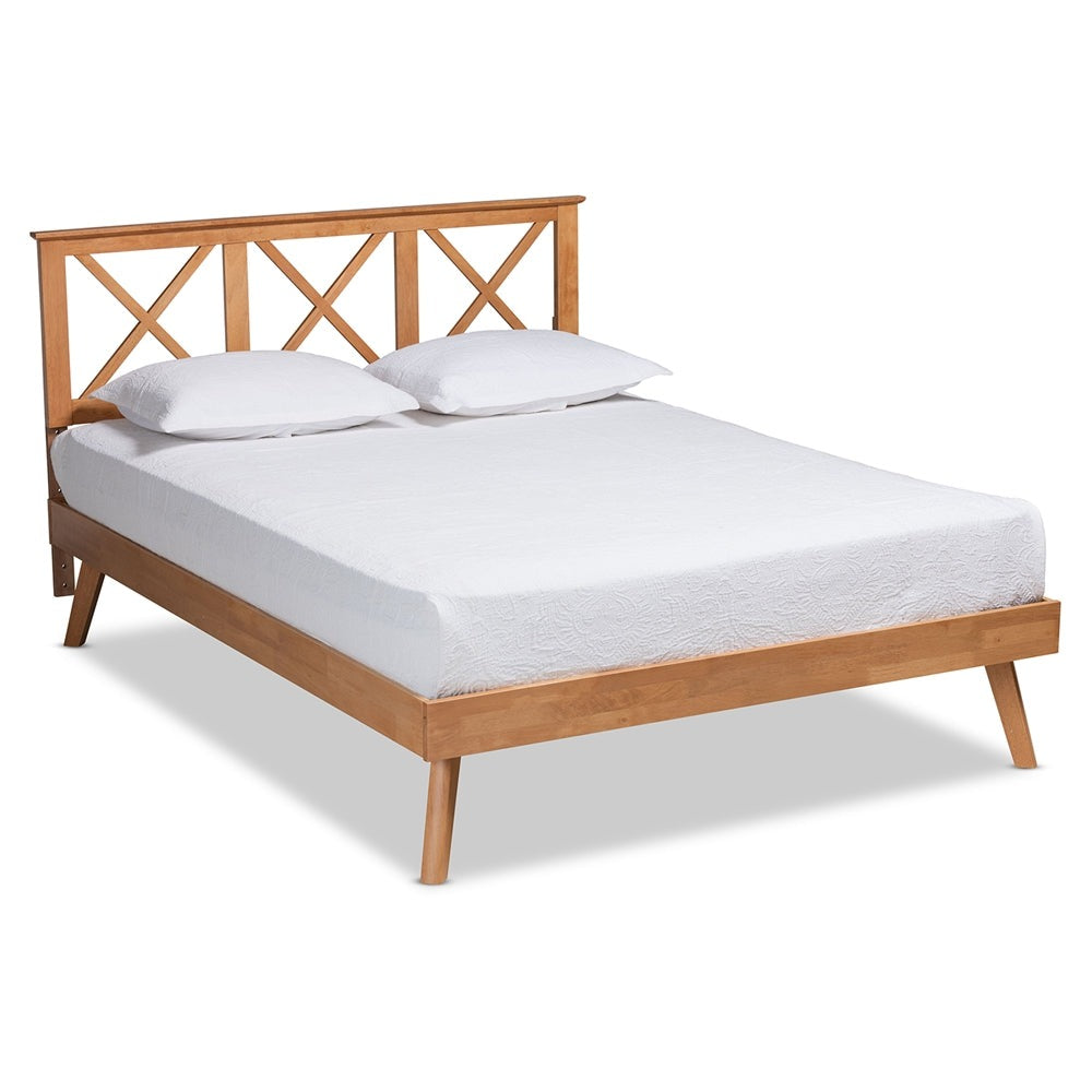 Galvin Modern And Contemporary Brown Finished Wood Queen Size Platform Bed